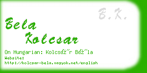 bela kolcsar business card